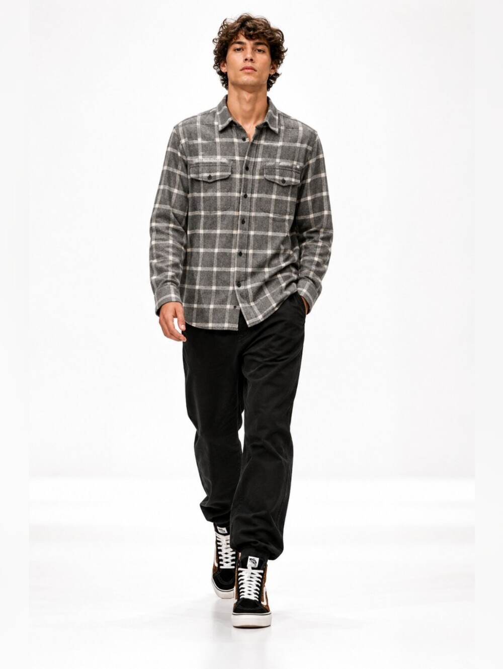 Lucky Brand Gray Plaid Button Down Shirt, Size Small,